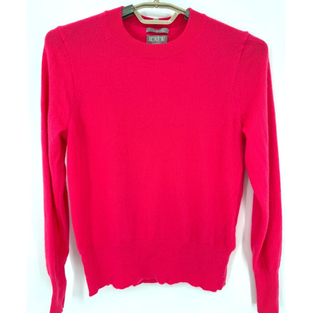 J Crew Womens 100% Cashmere Crew Neck Sweater Bright Pink Small